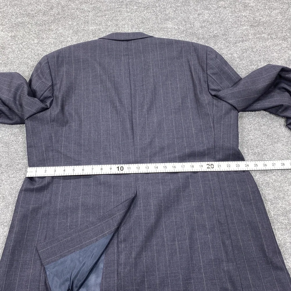 Vintage Chaps Ralph Lauren Suit Jacket Mens 48 Blue Striped Wool 2-Piece
